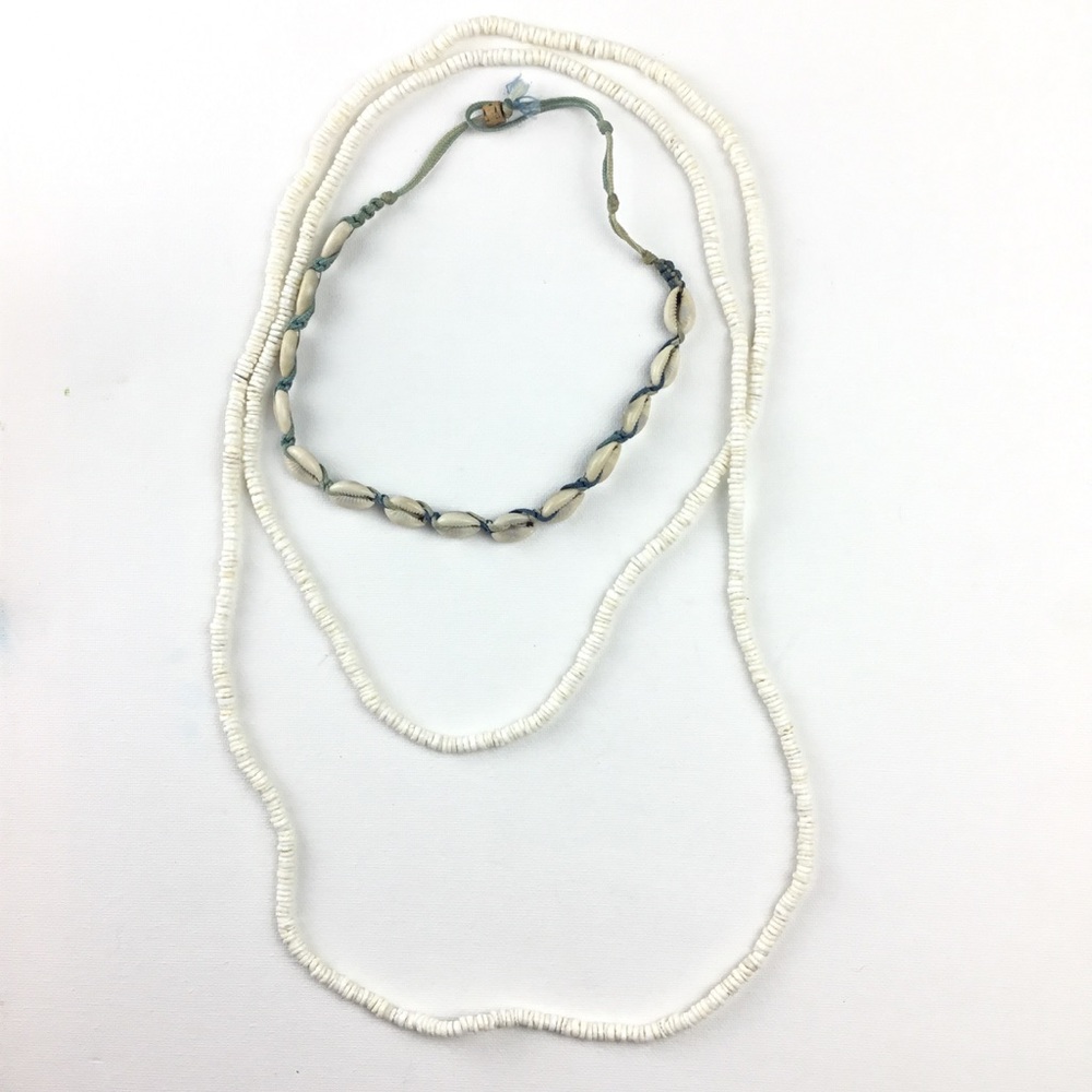 Set 2 puma shell Necklaces Extra long and choker
